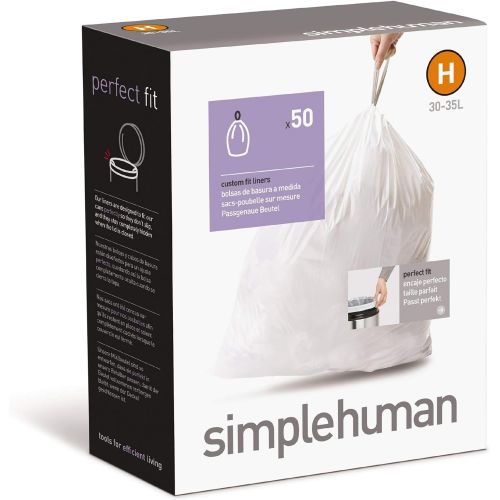 심플휴먼 [아마존베스트]Simplehuman simplehuman Custom Fit Trash Can Liner H, 30-35 L / 8-9 Gal, 50-Count Box