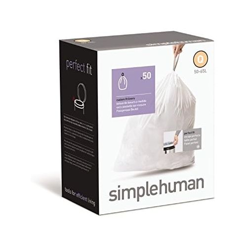 심플휴먼 [아마존베스트]Simplehuman simplehuman Custom Fit Trash Can Liner Q, 50-65 L / 13-17 Gal, 50-Count Box