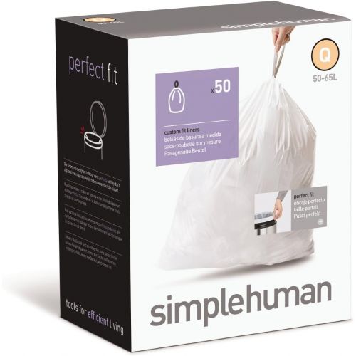 심플휴먼 [아마존베스트]Simplehuman simplehuman Custom Fit Trash Can Liner Q, 50-65 L / 13-17 Gal, 50-Count Box