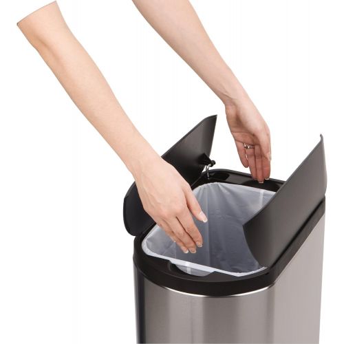 심플휴먼 [아마존베스트]Simplehuman simplehuman Butterfly Step Trash Can, Stainless Steel, Plastic Lid, 30 L / 8 Gal