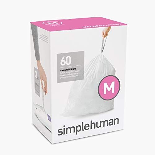 심플휴먼 [아마존베스트]Simplehuman simplehuman Code M Custom Fit Drawstring Trash Bag, 45 Liter / 12 Gallon, 3 Refill Packs (60 Count)