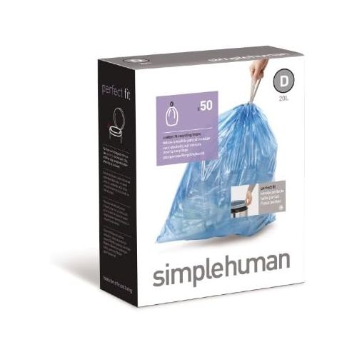 심플휴먼 [아마존베스트]Simplehuman simplehuman Custom Fit Trash Can Recycling Liner D, 20 L / 5.2 Gal, 50-Count Box