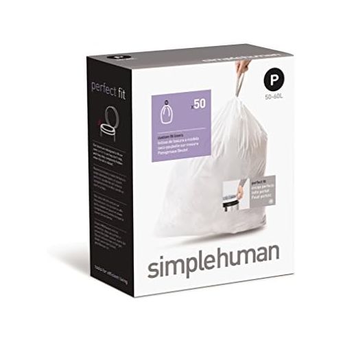 심플휴먼 [아마존베스트]Simplehuman simplehuman Custom Fit Trash Can Liner P, 50-60 L / 14.5-16 Gal, 50-Count Box