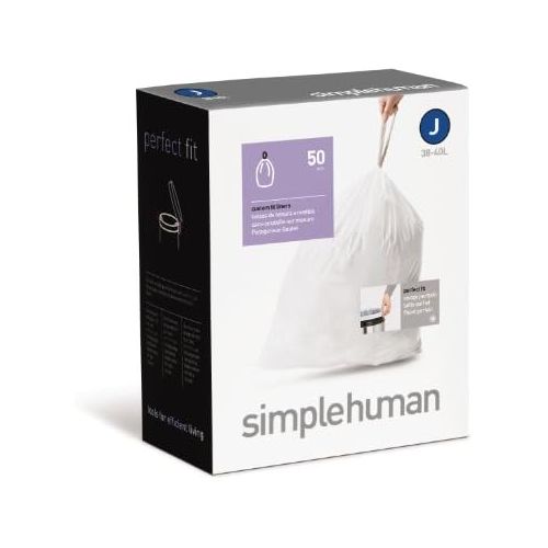 심플휴먼 [아마존베스트]Simplehuman simplehuman Custom Fit Trash Can Liner J, 30-40 L / 10-10.5 Gal, 50-Count Box
