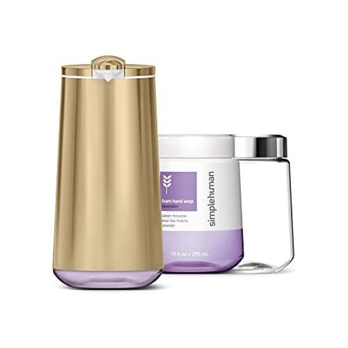 심플휴먼 [아마존베스트]Simplehuman simplehuman Polished Foam Sensor Pump with Lavender Soap Refillable Cartridge, High-Grade Brass Stainless Steel