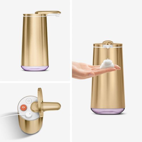 심플휴먼 [아마존베스트]Simplehuman simplehuman Polished Foam Sensor Pump with Lavender Soap Refillable Cartridge, High-Grade Brass Stainless Steel