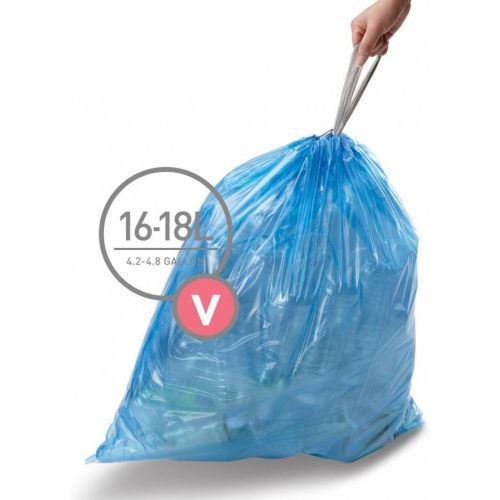 심플휴먼 [아마존베스트]Simplehuman simplehuman Custom Fit Trash Can Recycling Liner V, 16-18 L/ 4.2-4.8 Gal, 50-Count Box