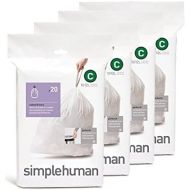 [아마존베스트]Simplehuman simplehuman Custom Fit Trash Can Liner C, 10 Liters / 2.6 Gallons, 20 Count (Pack of 4)
