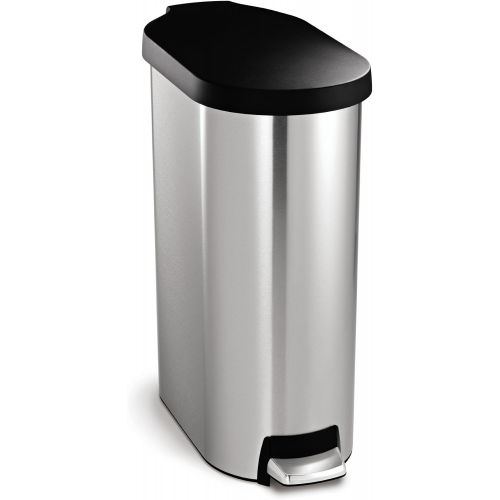 심플휴먼 [아마존베스트]Simplehuman simplehuman 45 Liter / 12 Gallon Slim Step Trash Can, Brushed Stainless Steel with Plastic Lid