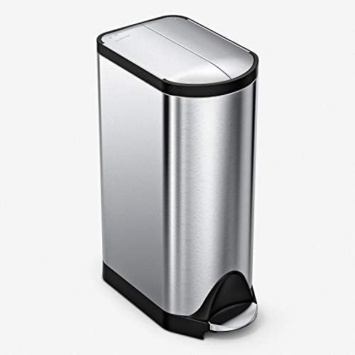 심플휴먼 [아마존베스트]Simplehuman simplehuman 30 Liter / 8 Gallon Stainless Steel Butterfly Lid Kitchen Step Trash Can, Brushed Stainless Steel