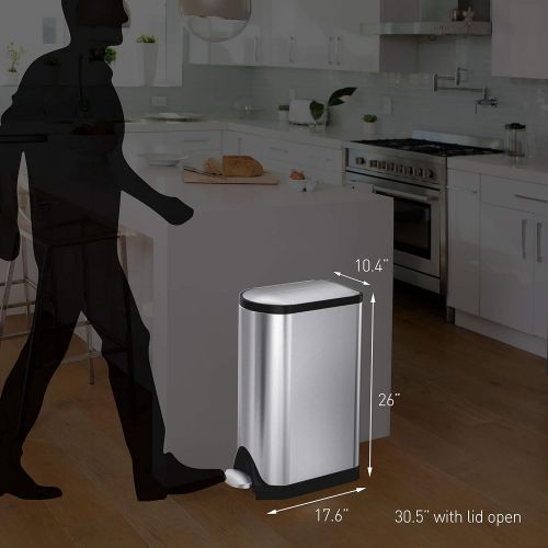 심플휴먼 [아마존베스트]Simplehuman simplehuman 30 Liter / 8 Gallon Stainless Steel Butterfly Lid Kitchen Step Trash Can, Brushed Stainless Steel