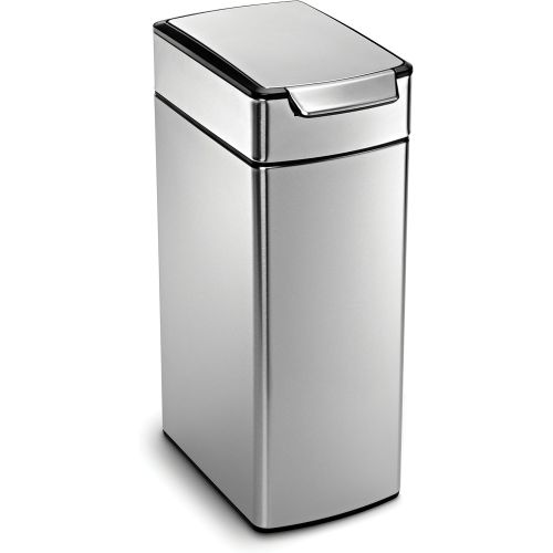 심플휴먼 [아마존베스트]Simplehuman simplehuman 40 Liter / 10.6 Gallon Stainless Steel Slim Touch-Bar Kitchen Trash Can, Brushed Stainless Steel