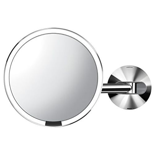 심플휴먼 [아마존베스트]Simplehuman simplehuman Wall Mount-5x Magnification Sensor Makeup Mirror, Polished Stainless Steel