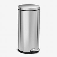 [아마존베스트]Simplehuman simplehuman 30 Liter / 8 Gallon Round Step Trash Can, Brushed Stainless Steel