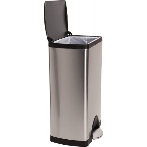 심플휴먼 [아마존베스트]Simplehuman simplehuman 38 Liter / 10 Gallon Stainless Steel Rectangular Kitchen Step Trash Can, Brushed Stainless Steel with Plastic Lid