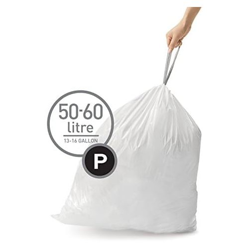 심플휴먼 [아마존베스트]Simplehuman simplehuman Code P Custom Fit Drawstring Trash Bags,50-60L / 13-16 Galllon (200 Count)