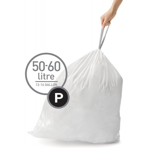 심플휴먼 [아마존베스트]Simplehuman simplehuman Code P Custom Fit Drawstring Trash Bags,50-60L / 13-16 Galllon (200 Count)