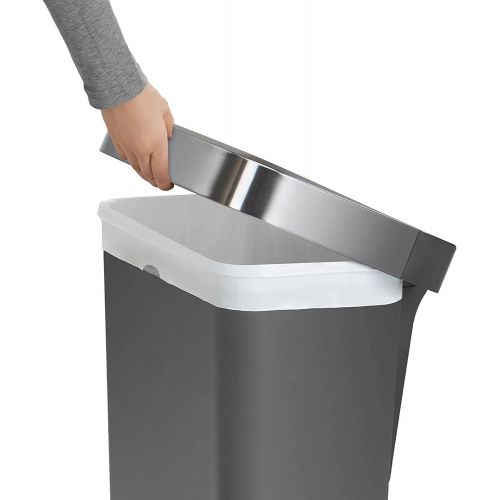심플휴먼 [아마존베스트]Simplehuman simplehuman Rectangular Step Liner Pocket Trash Can, 45 Liter, Grey Plastic