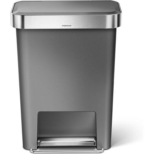 심플휴먼 [아마존베스트]Simplehuman simplehuman Rectangular Step Liner Pocket Trash Can, 45 Liter, Grey Plastic