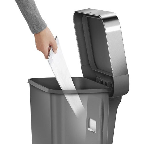 심플휴먼 [아마존베스트]Simplehuman simplehuman Rectangular Step Liner Pocket Trash Can, 45 Liter, Grey Plastic