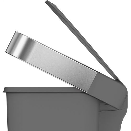 심플휴먼 [아마존베스트]Simplehuman simplehuman Rectangular Step Liner Pocket Trash Can, 45 Liter, Grey Plastic