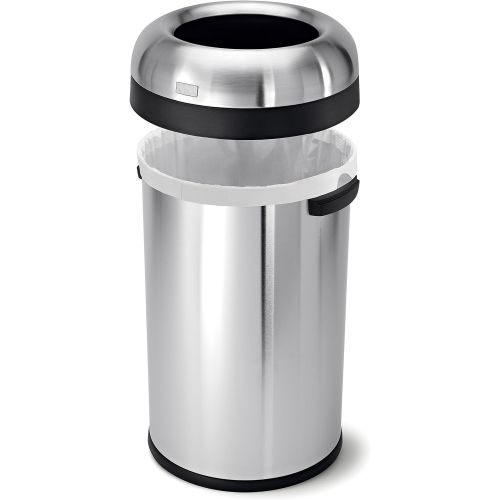 심플휴먼 [아마존베스트]Simplehuman simplehuman 80 Liter / 21.1 Gallon Bullet Open Top Trash Can, Commercial Grade Heavy Gauge Brushed Stainless Steel