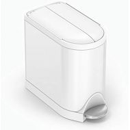 [아마존베스트]Simplehuman simplehuman 10 Liter / 2.6 Gallon Butterfly Lid Bathroom Step Trash Can, White Steel