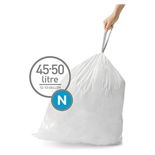 심플휴먼 [아마존베스트]Simplehuman simplehuman Code N Custom Fit Drawstring Trash Bags, 45-50 Liter / 12-13 Gallon (200 Count)