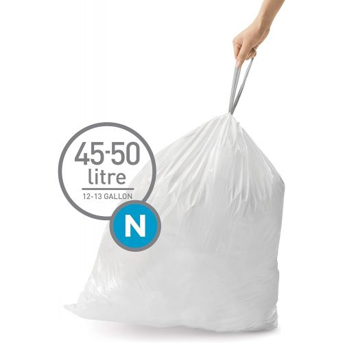 심플휴먼 [아마존베스트]Simplehuman simplehuman Code N Custom Fit Drawstring Trash Bags, 45-50 Liter / 12-13 Gallon (200 Count)