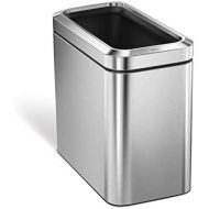 [아마존베스트]Simplehuman simplehuman 25 Liter / 6.6 Gallon Slim Open Commercial Trash Can, Brushed Stainless Steel