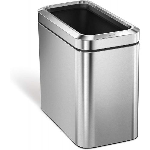심플휴먼 [아마존베스트]Simplehuman simplehuman 25 Liter / 6.6 Gallon Slim Open Commercial Trash Can, Brushed Stainless Steel