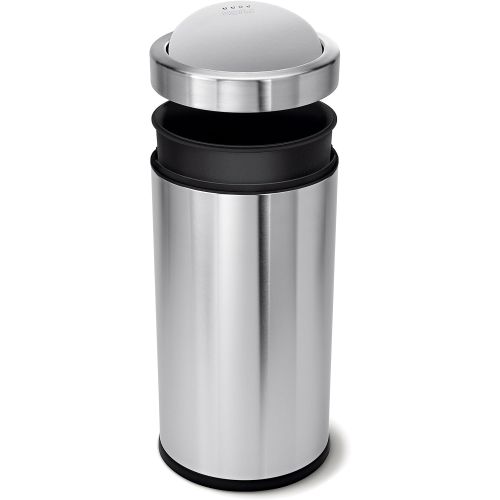 심플휴먼 [아마존베스트]Simplehuman simplehuman 55 Liter / 14.5 Gallon Swing Top Trash Can, Commercial Grade, Stainless Steel