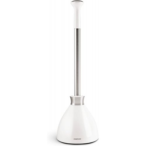 심플휴먼 [아마존베스트]Simplehuman simplehuman Toilet Plunger and Caddy, Stainless Steel, White