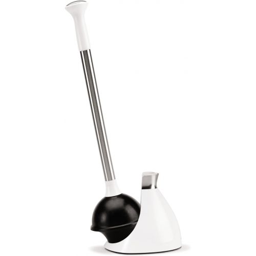 심플휴먼 [아마존베스트]Simplehuman simplehuman Toilet Plunger and Caddy, Stainless Steel, White