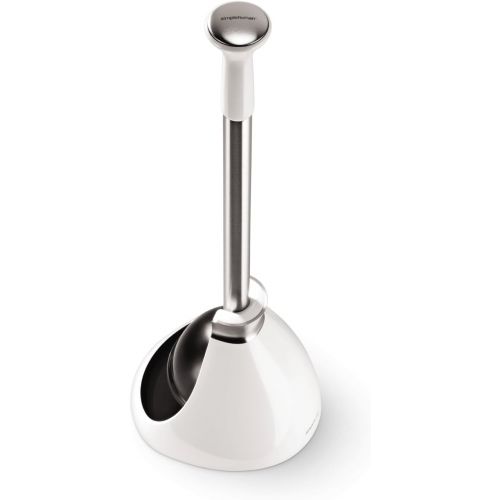 심플휴먼 [아마존베스트]Simplehuman simplehuman Toilet Plunger and Caddy, Stainless Steel, White