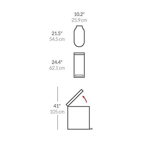 심플휴먼 [아마존베스트]Simplehuman simplehuman 45 Liter / 12 Gallon Stainless Steel Slim Kitchen Step Can with Liner Rim, Brushed Stainless Steel