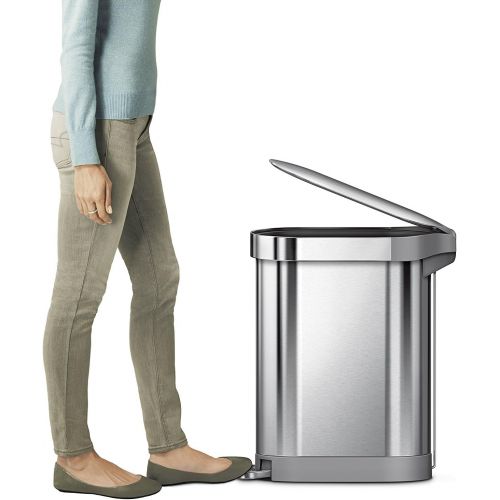 심플휴먼 [아마존베스트]Simplehuman simplehuman 45 Liter / 12 Gallon Stainless Steel Slim Kitchen Step Can with Liner Rim, Brushed Stainless Steel