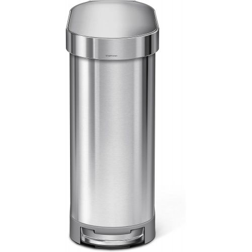 심플휴먼 [아마존베스트]Simplehuman simplehuman 45 Liter / 12 Gallon Stainless Steel Slim Kitchen Step Can with Liner Rim, Brushed Stainless Steel