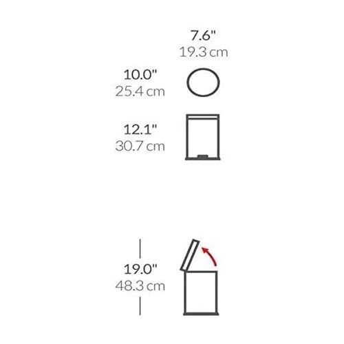 심플휴먼 [아마존베스트]Simplehuman simplehuman 4.5 Liter / 1.2 Gallon Compact Round Bathroom, Brushed Stainless Steel trash can