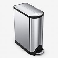 [아마존베스트]Simplehuman simplehuman 45 Liter / 11.9 Gallon Stainless Steel Butterfly Lid Kitchen Step Trash Can, Brushed Stainless Steel