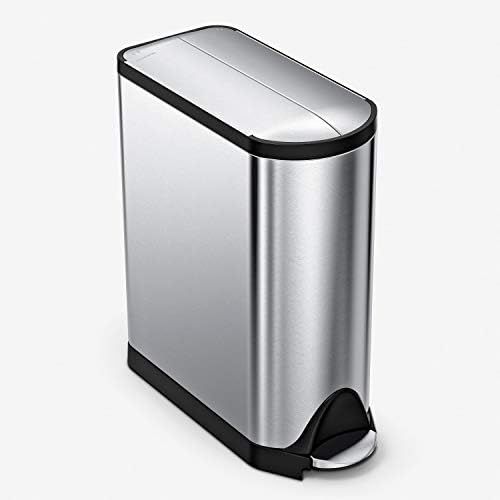 심플휴먼 [아마존베스트]Simplehuman simplehuman 45 Liter / 11.9 Gallon Stainless Steel Butterfly Lid Kitchen Step Trash Can, Brushed Stainless Steel