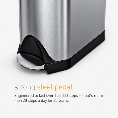 심플휴먼 [아마존베스트]Simplehuman simplehuman 45 Liter / 11.9 Gallon Stainless Steel Butterfly Lid Kitchen Step Trash Can, Brushed Stainless Steel