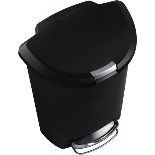 심플휴먼 [아마존베스트]Simplehuman simplehuman 50 Liter / 13 Gallon Semi-Round Kitchen Step Trash Can, Black Plastic With Secure Slide Lock