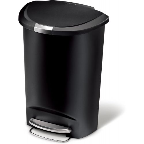 심플휴먼 [아마존베스트]Simplehuman simplehuman 50 Liter / 13 Gallon Semi-Round Kitchen Step Trash Can, Black Plastic With Secure Slide Lock