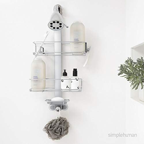 심플휴먼 [아마존베스트]Simplehuman simplehuman Adjustable Shower Caddy, Stainless Steel + Anodized Aluminum