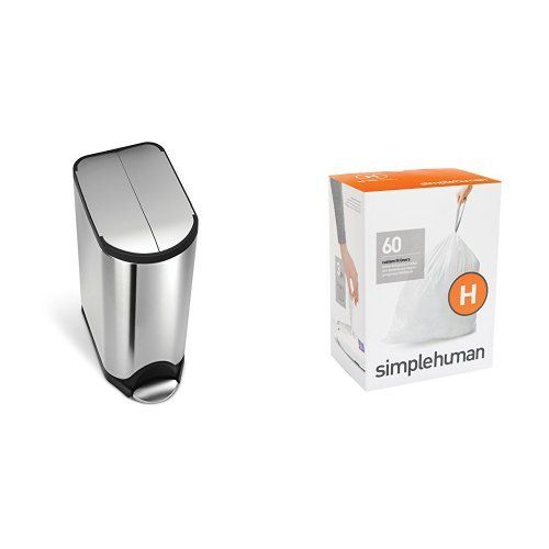 심플휴먼 simplehuman 30 litre butterfly step can fingerprint-proof brushed stainless steel + code H 60 pack liners