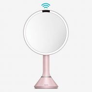 simplehuman Sensor Lighted Makeup Vanity Mirror, 8 Round with Touch-Control Brightness, 5X Magnification, Pink Stainless Steel, Rechargeable and Cordless