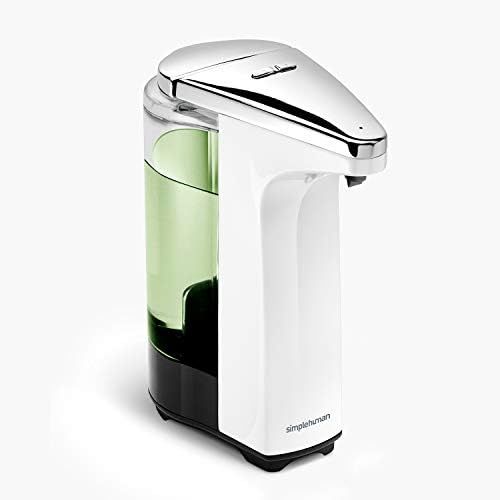 심플휴먼 simplehuman 8 oz, White Touch-Free Sensor Liquid Pump Dispenser with Soap Sample