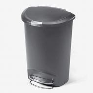simplehuman 50 Liter / 13 Gallon Semi-Round Kitchen Step Trash Can, Grey Plastic With Secure Slide Lock