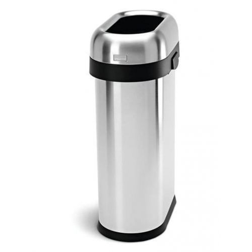 심플휴먼 simplehuman Brass 60 Liter / 15.9 Gallon Large Semi-Round Open Top Trash Can, Commercial Grade Heavy Gauge Stainless Steel